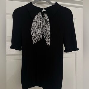 Scarf Sweater Knit Tee